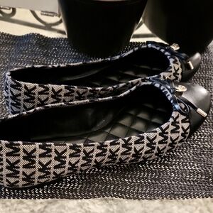 Michael Kors Black and Gray Loafers with Geometric Pattern